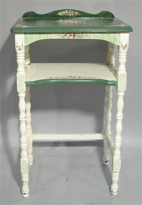 Appraisal: SMALL GREEN AND WHITE PAINTED SIDE TABLE th century the