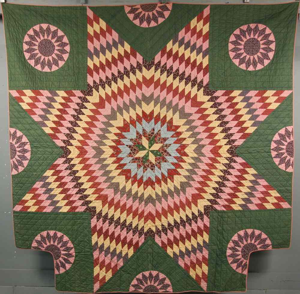 Appraisal: TH C QUILT - Blazing Star Quilt ca in pink