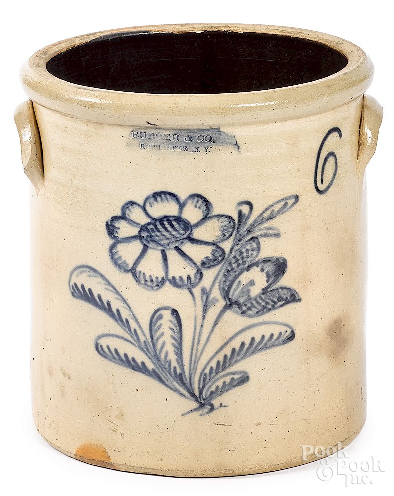 Appraisal: New York six-gallon stoneware crock New York six-gallon stoneware crock