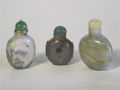 Appraisal: Three Agate snuff bottlesH in