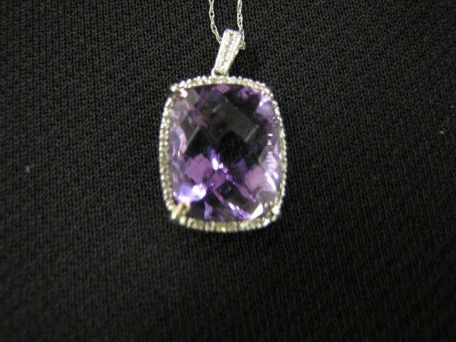 Appraisal: Amethyst Diamond Necklace rich carat gem surrounded by diamonds in