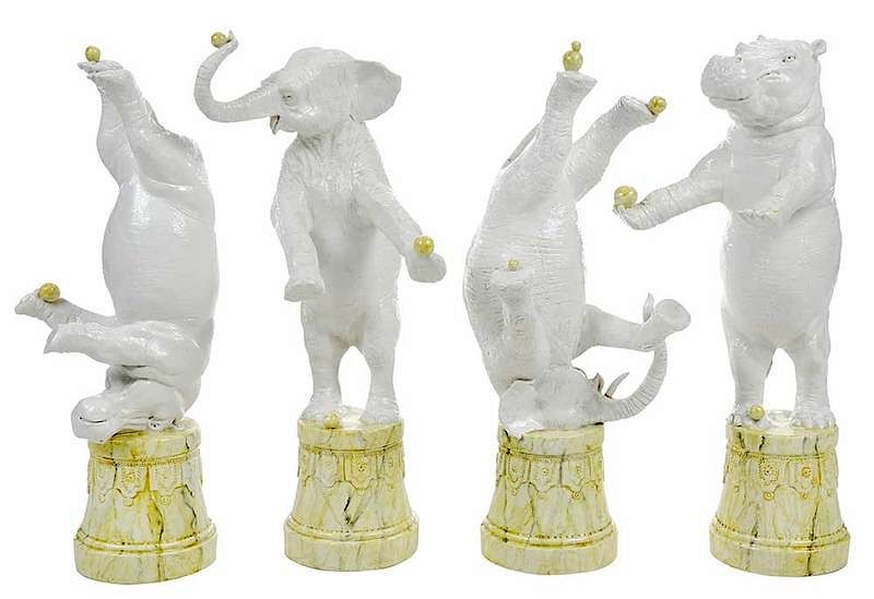 Appraisal: Andrea Spadini Ceramic Elephants and Hippos Italian th century circus