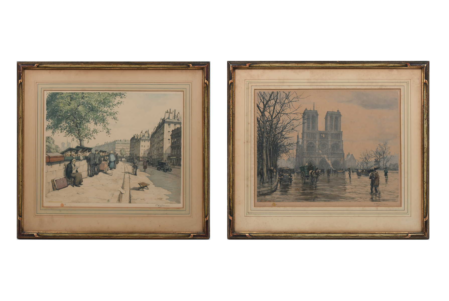 Appraisal: SIMON Tavik Frantisek Czech - Pair of Aquatints ''Notre Dame''