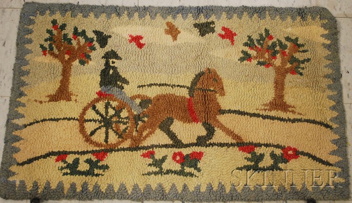 Appraisal: Horse Sulky and Driver Pattern Hooked Rug x in