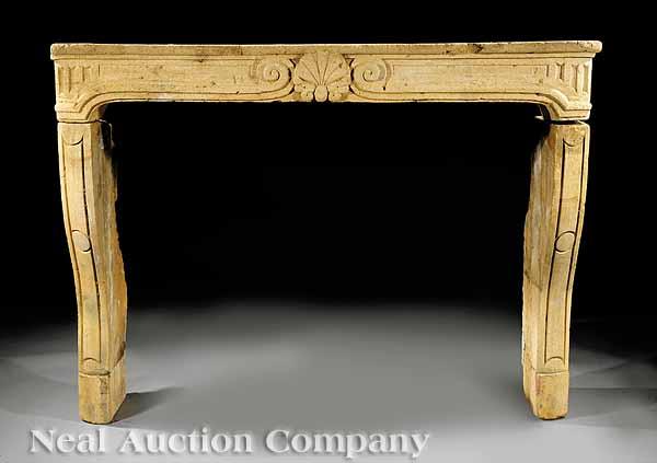 Appraisal: A Louis XV Carved Sandstone Marble Mantel fan and scroll