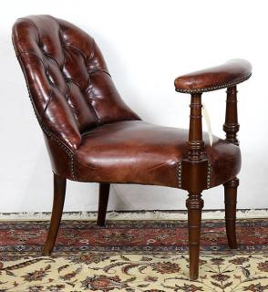 Appraisal: Georgian 'Voyeuse' chair Georgian 'Voyeuse' chair the tufted back accented