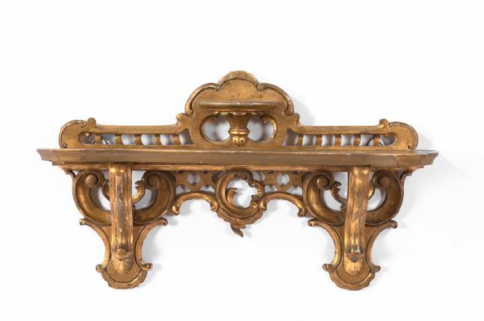 Appraisal: Regence-Style Carved Giltwood Double-Bracket Hanging Shelf first quarter th century