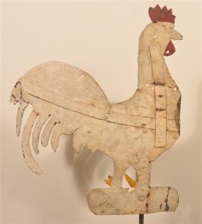 Appraisal: Painted Sheet Iron Rooster Silhouette Weather Vane Painted Sheet Iron