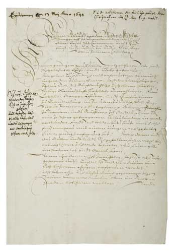 Appraisal: FRIEDRICH WILHELM KURF RST VON BRANDENBURG Letter Signed Friderich Wilhelm