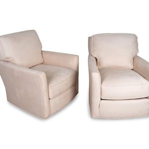 Appraisal: A Set of Four Micro-Suede Upholstered Swivel Club Chairs Height