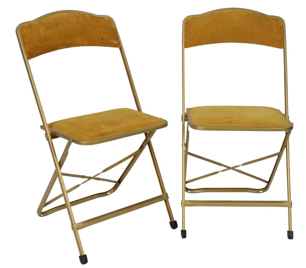 Appraisal: Group of Eight Fritz Company Mid-Century Folding Chairs gold upholstery