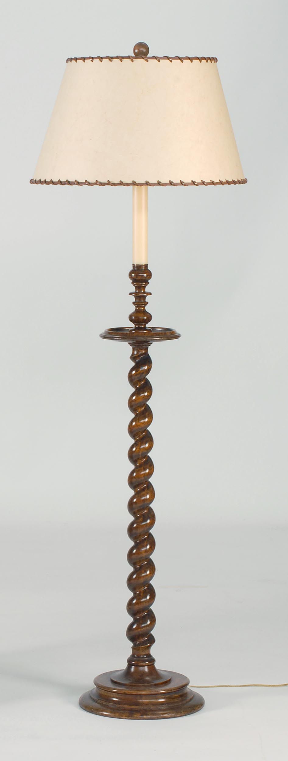 Appraisal: TURNED WOOD FLOOR LAMP with writhen stem Possibly by the