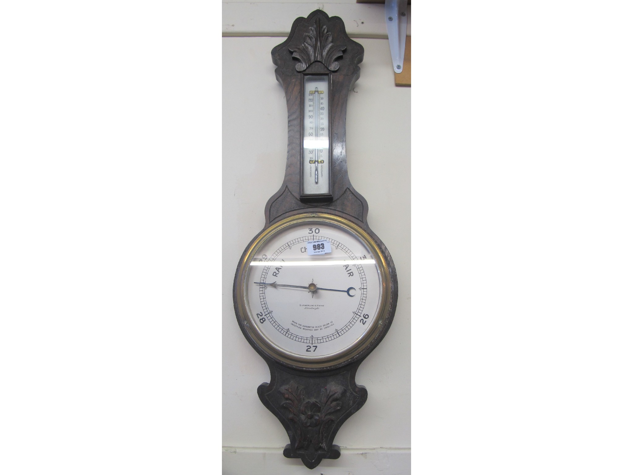 Appraisal: A Sutherland and Horne Edinburgh barometer and thermometer