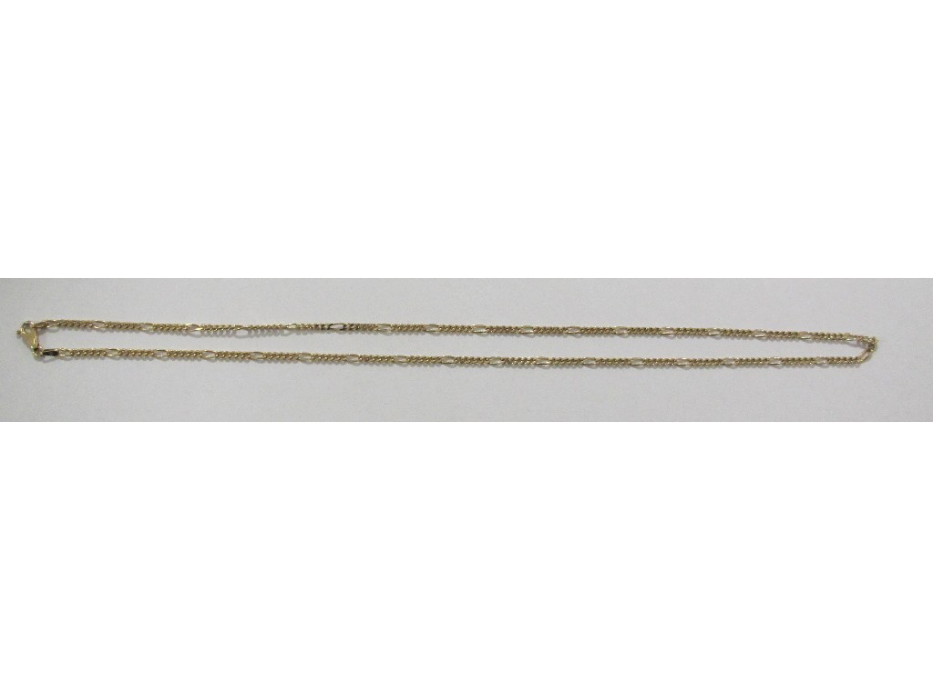 Appraisal: Fourteen carat gold figaro link neckchain Approximately inches