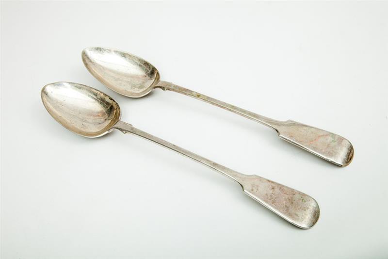 Appraisal: Two English Silver-Plate Stuffing Spoons in the Fiddle Pattern in