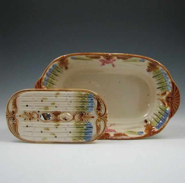 Appraisal: Majolica Asparagus Server marked with makers ink stamp and hand