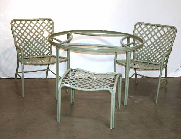 Appraisal: A suite of Brown Jordan garden furniture Comprising six armchairs