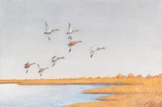 Appraisal: Richard E Bishop Mallards in Flight signed and dated Richard