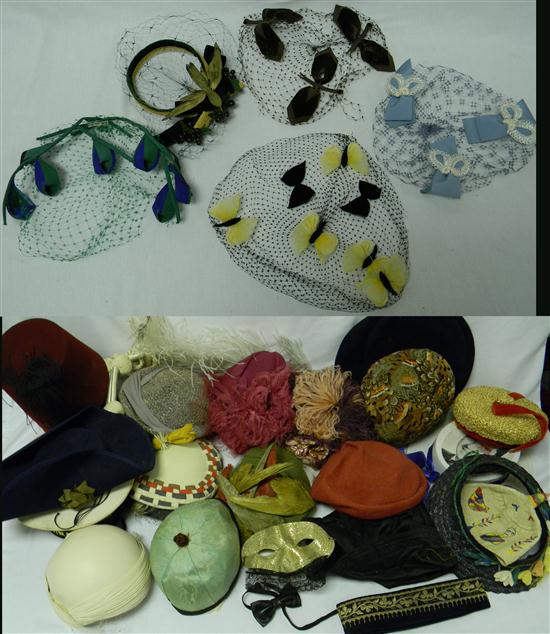 Appraisal: HATS and costume items including four hats with feathers one