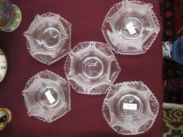 Appraisal: Stevens Williams Finger Bowls and underplates ruffled '' diameter circa