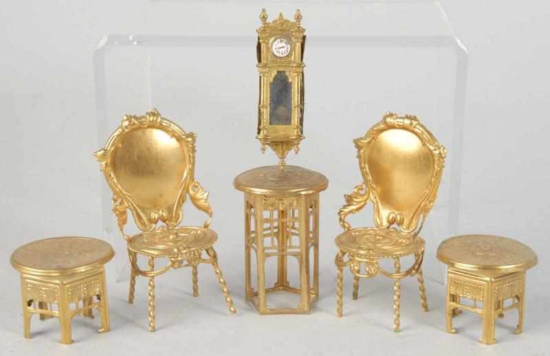 Appraisal: Lot of Ormolu Doll House Furniture Pieces Description Three Art