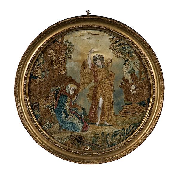 Appraisal: ALLEGORICAL NEEDLEWORK British ca - silk and paint on silk