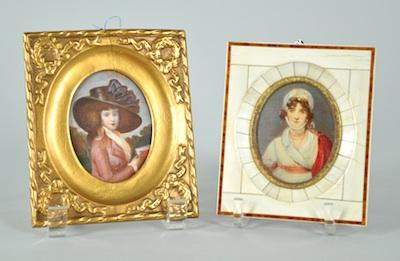 Appraisal: Two Oval Miniature Portraits Including a portrait of a woman