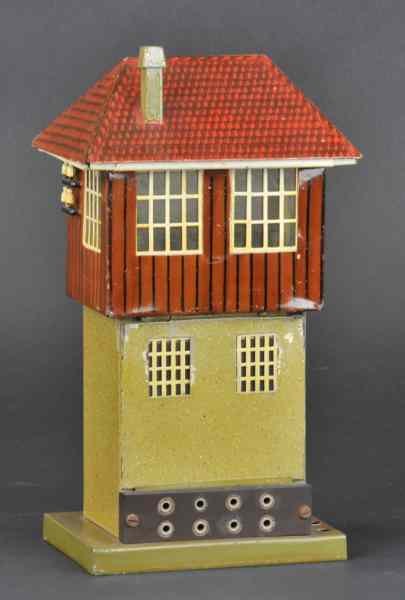 Appraisal: MARKLIN SWITCH TOWER Hand painted tower house done in browns