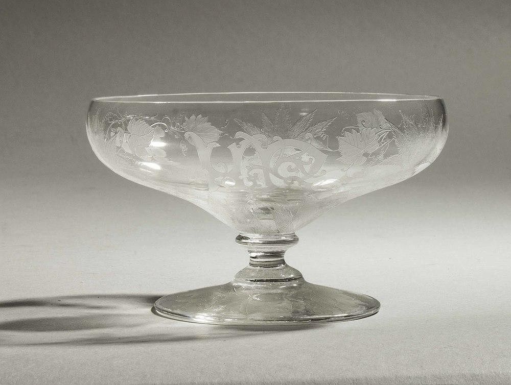 Appraisal: Locke Art Glass Footed Compote in Pineapple Grape Pattern Locke