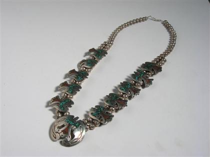 Appraisal: Southwest American Indian silver coral and turquoise necklace th century