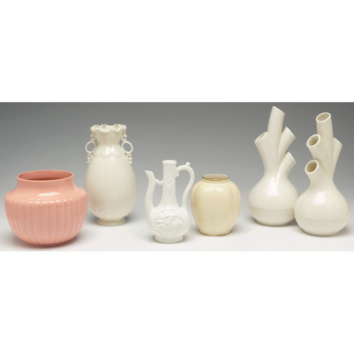 Appraisal: Lenox vase bulbous ribbed form in a pink hi-glaze marked