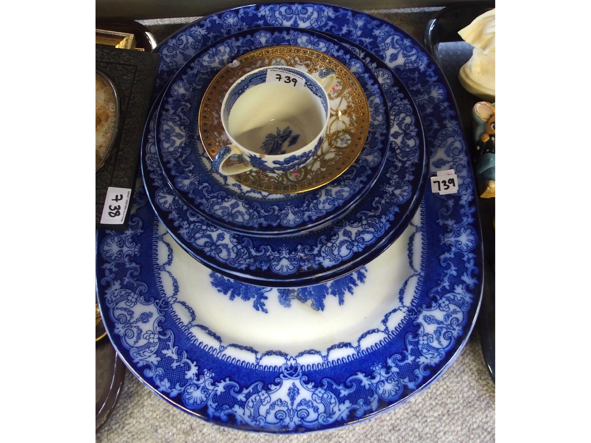 Appraisal: Blue and white porcelain platter two pairs of blue and