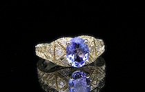 Appraisal: Ladies' Tanzanite Diamond Ring Pretty Deco-style k yellow gold ring