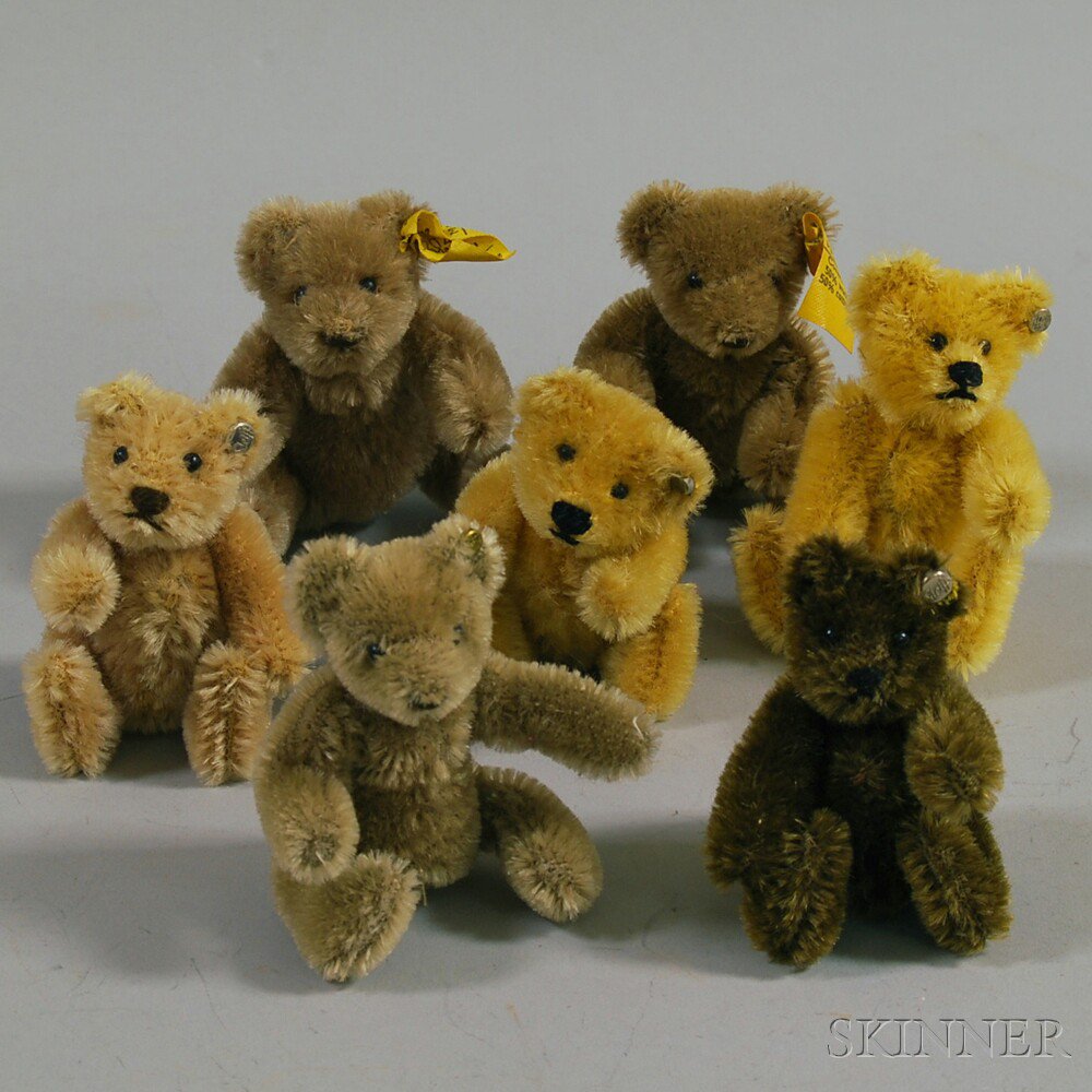 Appraisal: Seven Small Steiff Mohair Teddy Bears in various shades of