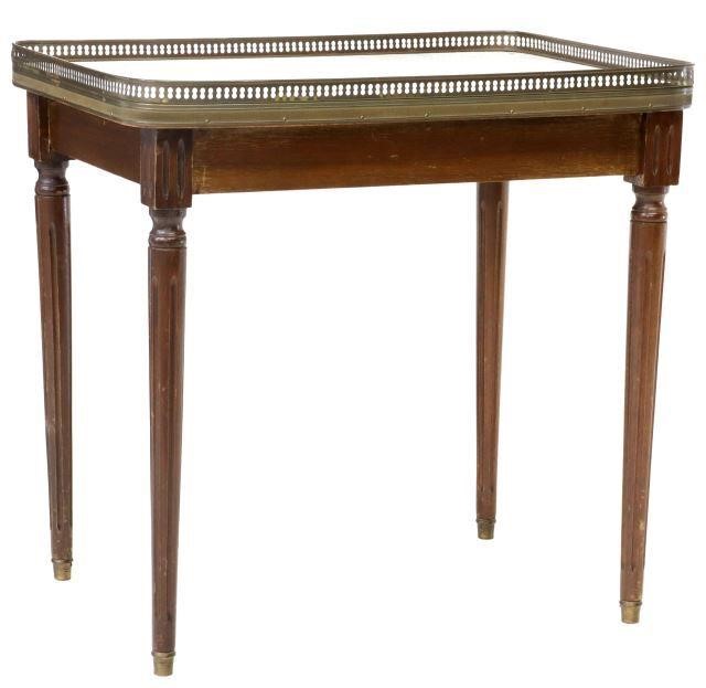 Appraisal: French Louis XVI style marble-top mahogany side table late th