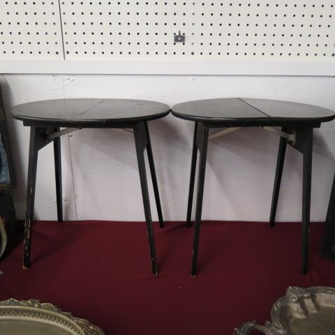 Appraisal: Pair of Black Wood Folding Stands