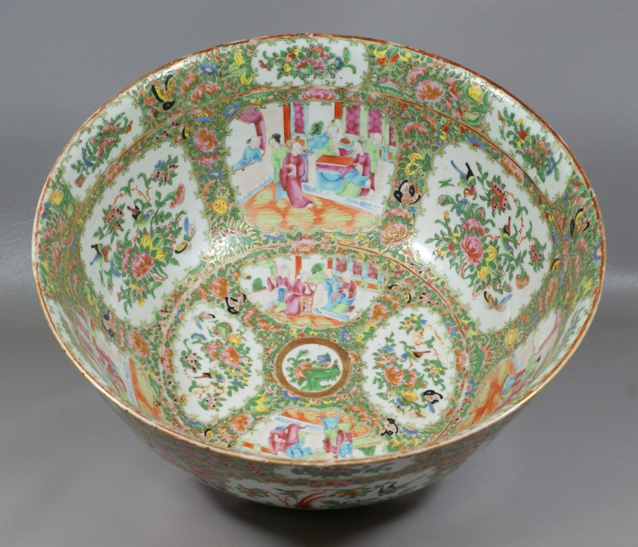 Appraisal: Chinese Export Porcelain Rose Medallion Punch Bowl - diameter