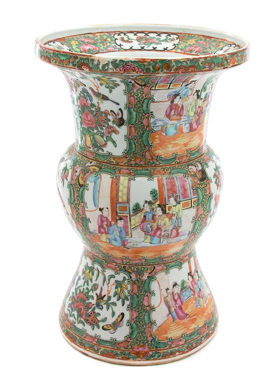 Appraisal: A Chinese Rose Medallion Vase Height x diameter inches A