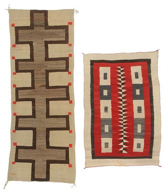 Appraisal: Two Navajo Weavings Including Runner early th century Crystal Trading