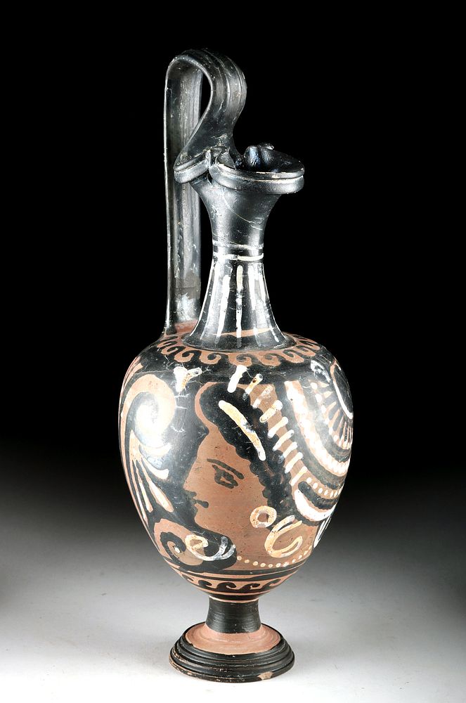 Appraisal: Tall Greek Apulian Trefoil Oinochoe - Lady of Fashion Magna