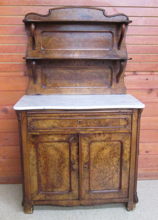 Appraisal: PETITE VICTORIAN BURL WALNUT SIDEBOARD Continental th century having a