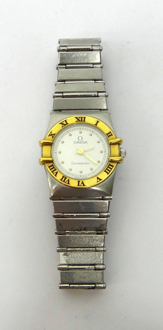 Appraisal: A lady's steel and gilt Omega Constellation bracelet wristwatch the