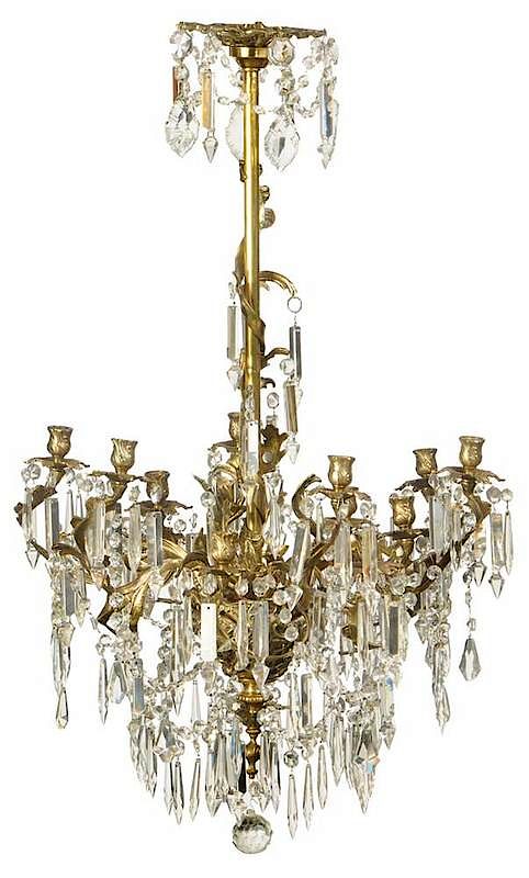 Appraisal: Louis XV Style Bronze Crystal Chandelier Spanish th century gilt