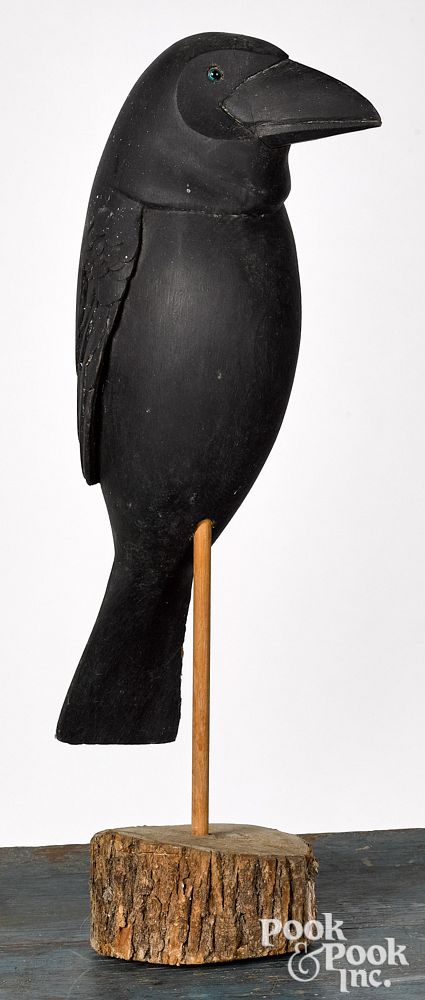 Appraisal: Carved and painted crow decoy mid th c Carved and