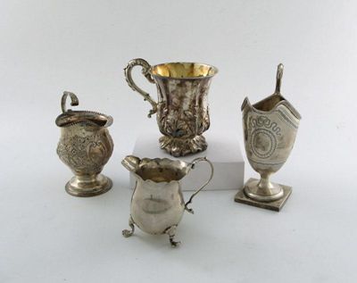 Appraisal: A mixed lot of silver items comprising a Victorian mug