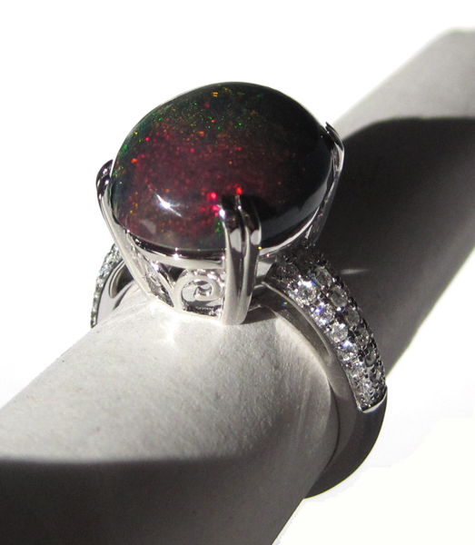 Appraisal: BLACK OPAL DIAMOND AND WHITE GOLD RING The k white