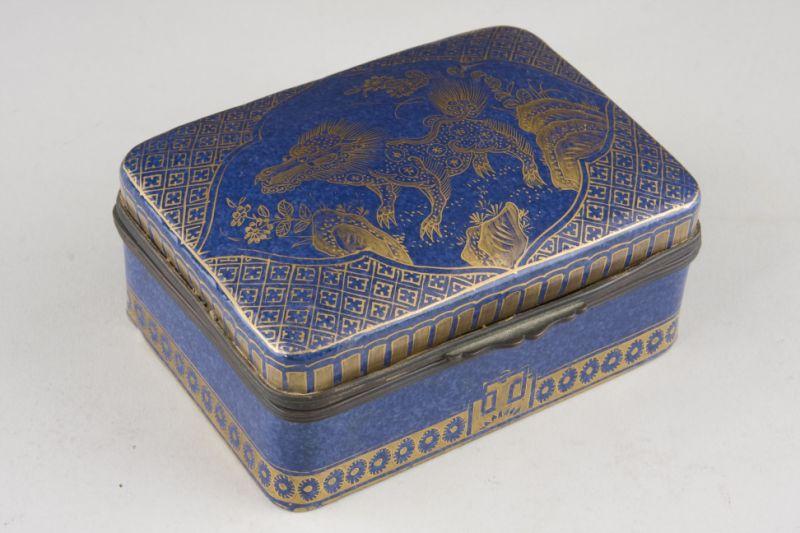 Appraisal: Qianlong Lidded Box mid- th century powdered blue porcelain with