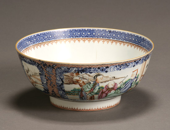 Appraisal: Chinese Export 'Famille Rose' Punch Bowl Jiaqing Period - Age