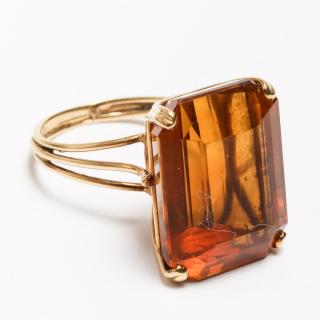 Appraisal: Citrine K Gold Cocktail Ring Vintage Citrine amber-tone gemstone cocktail