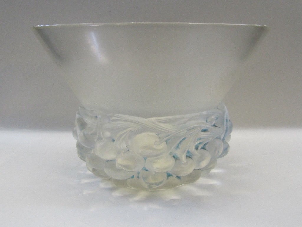 Appraisal: Lalique 'Cerises' pattern vase with blue staining stencil mark to